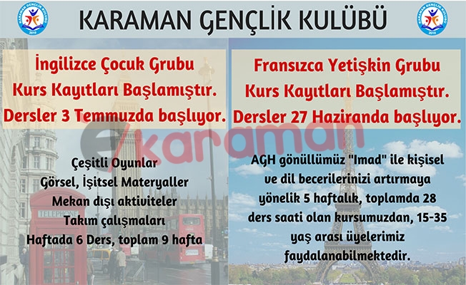 İNGİLİZCE ve FRANSIZCA DİL EĞİTİMİ KAYITLARI BAŞLADI İNGİLİZCE ve FRANSIZCA DİL EĞİTİMİ KAYITLARI BAŞLADI