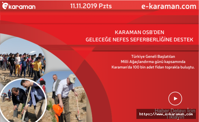 KARAMAN OSB'DEN GELECEĞE NEFES SEFERBERLİĞİNE DESTEK