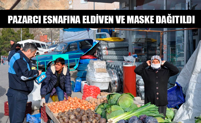 PAZARCI ESNAFINA ELDİVEN VE MASKE DAĞITILDI PAZARCI ESNAFINA ELDİVEN VE MASKE DAĞITILDI