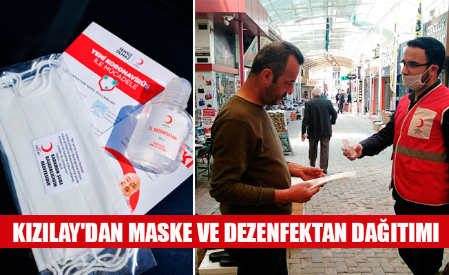 KIZILAY'DAN MASKE VE DEZENFEKTAN DAĞITIMI KIZILAY'DAN MASKE VE DEZENFEKTAN DAĞITIMI