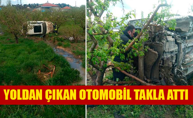 YOLDAN ÇIKAN OTOMOBİL TAKLA ATTI