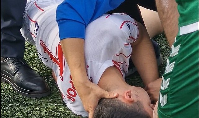 Amatör maçta futbolcu bilincini kaybetti