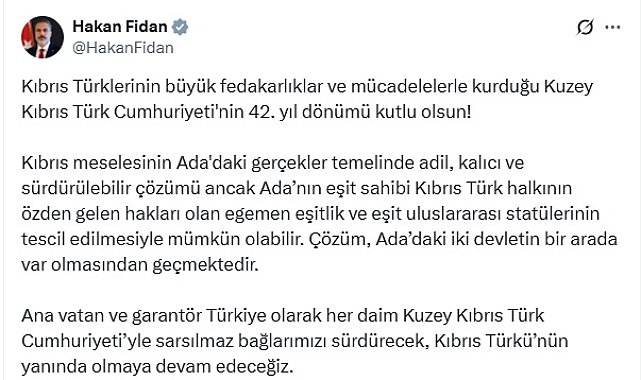 Bakan Fidan: Ada'da çözüm iki devletin bir arada var olmasından geçmektedir