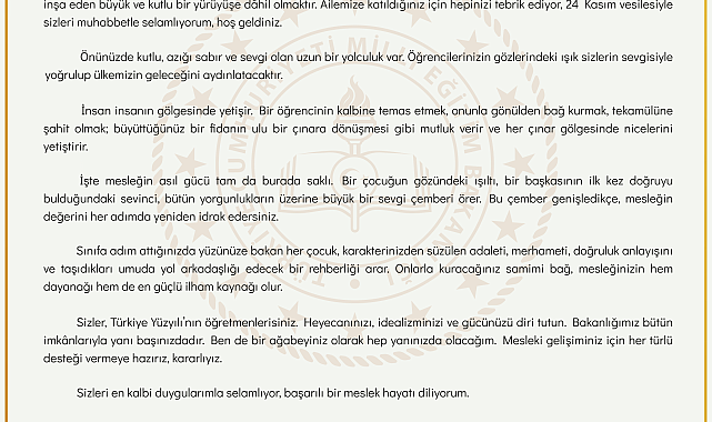 Bakan Tekin'den öğretmenlere mektup