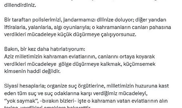 Bakan Yerlikaya: Yalan sizin ağzınıza yuva yapmış