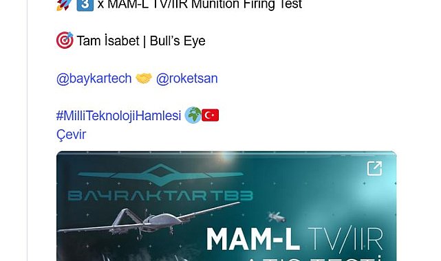 Bayraktar TB3, MAM-L IIR ile hedefi tam isabetle vurdu