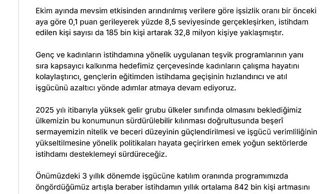 Cevdet Yılmaz: İşsizlik oranı, ekonomiye duyulan güveni pekiştirmiştir