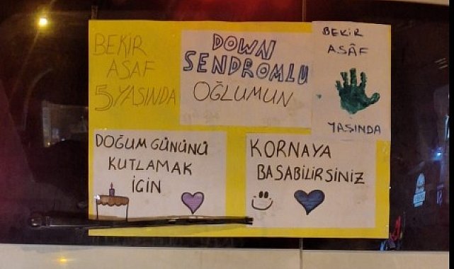 Down sendromlu Bekir Asaf'ın doğum gününü, sürücüler kornalarla kutladı