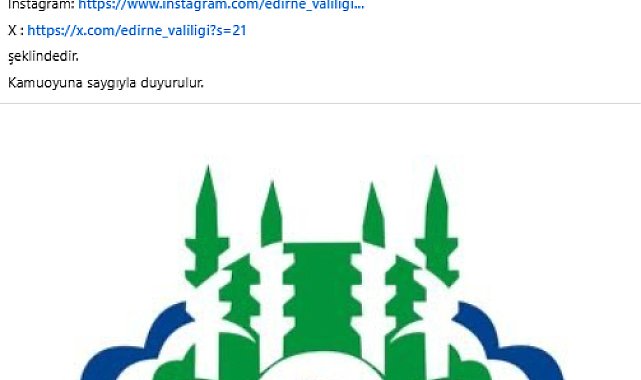 Edirne Valiliği'nden sahte sosyal medya hesabı uyarısı