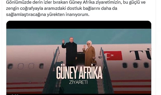 Emine Erdoğan'dan Güney Afrika ziyaretine ilişkin paylaşım