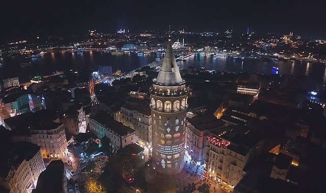 İstanbul - Galata Kulesi'nde kültürel mirasların görselleri yansıtıldı