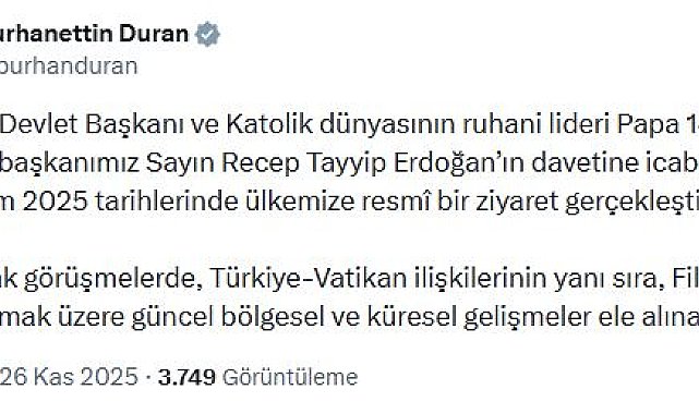 Papa 14'üncü Leo, Türkiye'ye geliyor