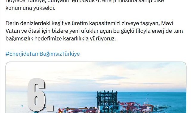 Bakan Bayraktar: Enerji filomuzun 6'ncı gemisi Türkiye'de