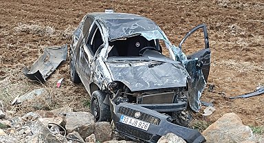 Gaziantep'te takla atan otomobilin sürücüsü yaralandı