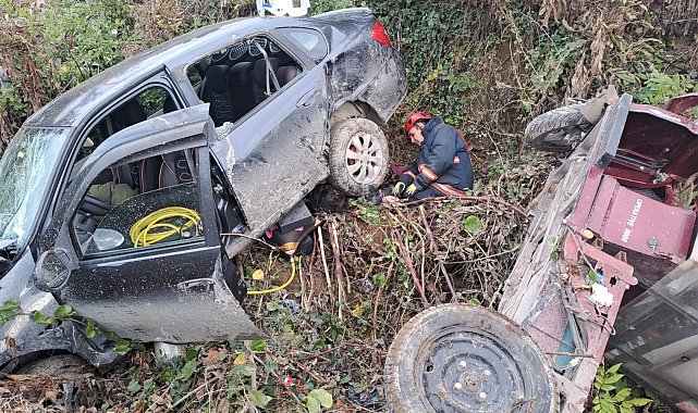 Otomobille çarpışan 3 tekerlekli motosikletteki çift yaşamını yitirdi