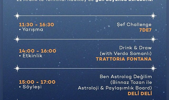 Terminal Kadıköy'de en uzun geceye özel gün boyu etkinlik programı