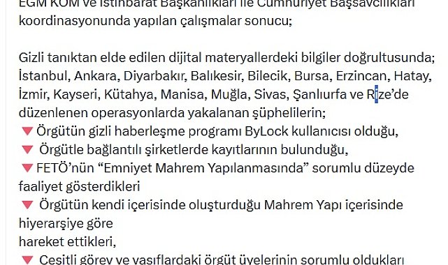 16 ilde FETÖ operasyonları: 81 gözaltı