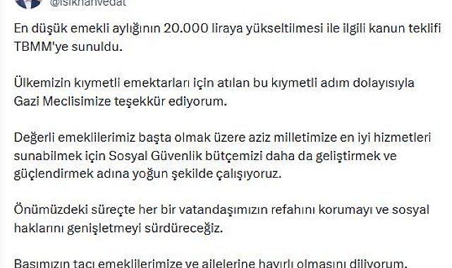 Bakan Işıkhan: Sosyal Güvenlik bütçemizi güçlendirmek adına çalışıyoruz