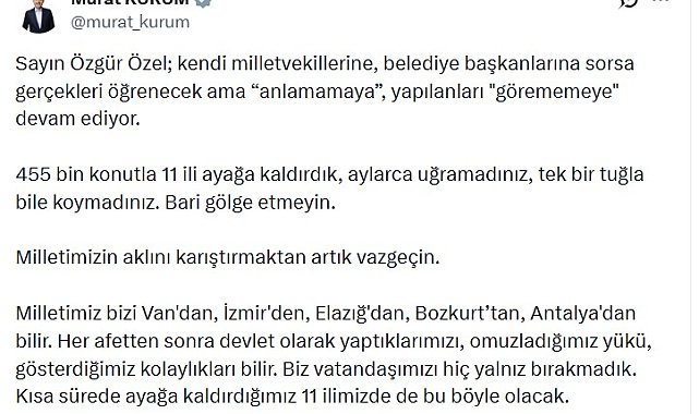 Bakan Kurum: Biz vatandaşımızı hiç yalnız bırakmadık