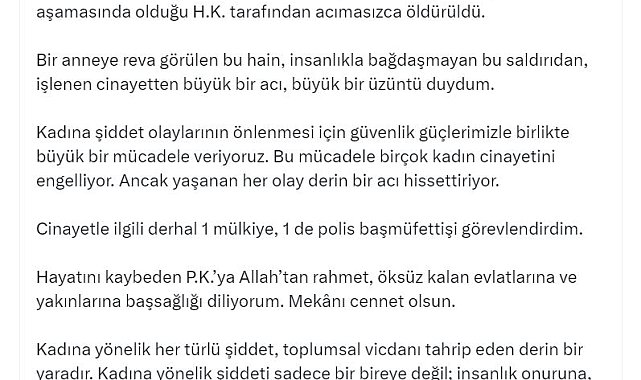 Bakan Yerlikaya: Manisa'daki cinayetle ilgili mülkiye ve polis başmüfettişi görevlendirdim