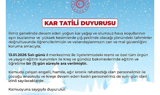 Bingöl'de kar yağışı nedeniyle eğitime 1 gün ara verildi