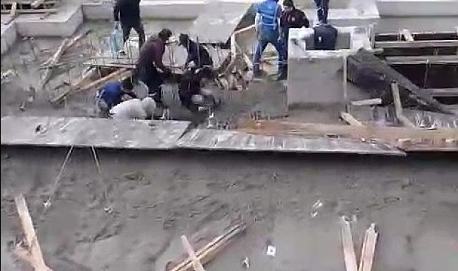Bursa'da inşaat alanında beton dökümü sırasında göçük; 1 ölü