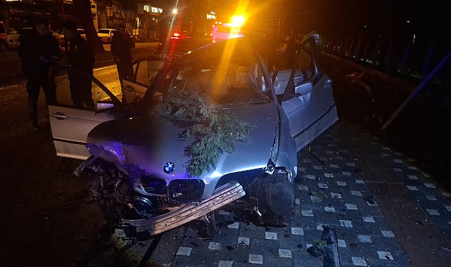 Bursa'da kontrolden çıkan otomobil ağaca çarptı: 2 ağır yaralı