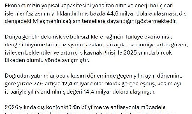 Cevdet Yılmaz: Cari açık, sürdürülebilir seviyesini korumaktadır