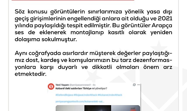 DMM: 'Suriye ordusunun yürüttüğü operasyonların Şam hükümetine ait bir karargahtan Türkçe talimatlarla koordine edildiği' iddiası doğru değildir