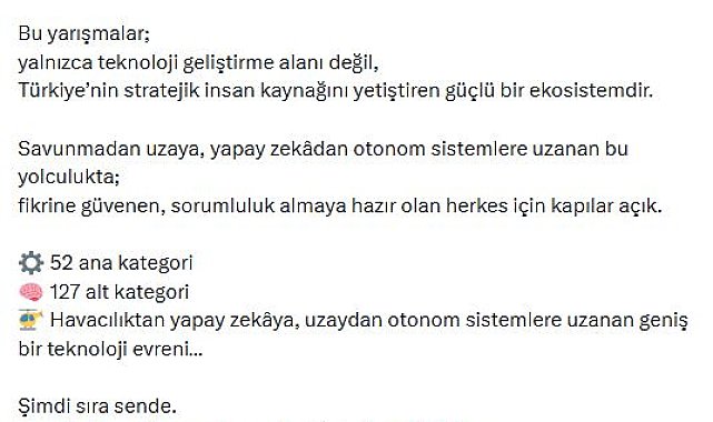 Haluk Görgün'den 'TEKNOFEST 2026' paylaşımı