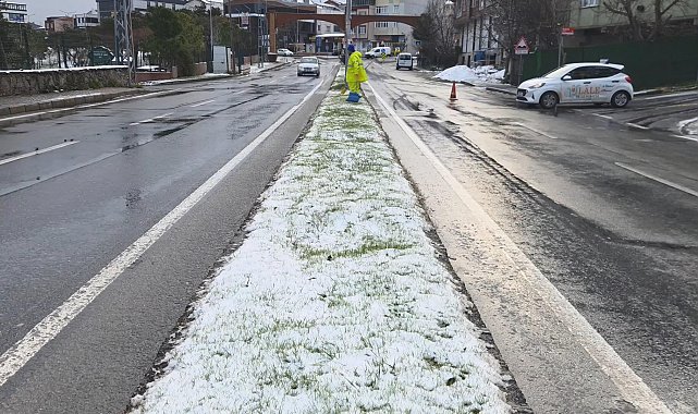 İstanbul - Arnavutköy'de kar yağışı sonrası seyirlik görüntüler ortaya çıktı Havadan görüntüyle