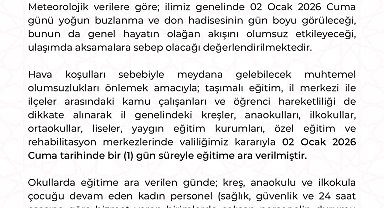 Kayseri'de eğitim- öğretime 1 gün ara verildi