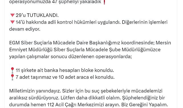 Mersin'de 'yasa dışı bahis ve dolandırıcılık' soruşturması; 29 tutuklama