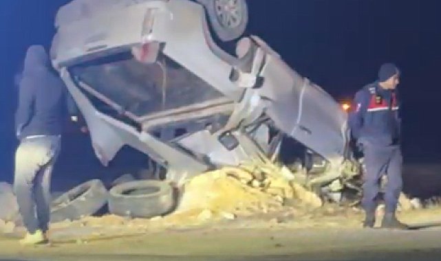 Otomobilin takla attığı kaza kamerada; 3 yaralı