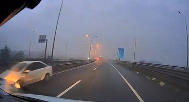 Ters yönde ilerleyen otomobil, kazaya neden oldu; o anlar kamerada