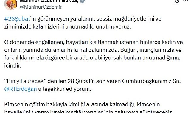 Bakan Göktaş'tan '28 Şubat' mesajı