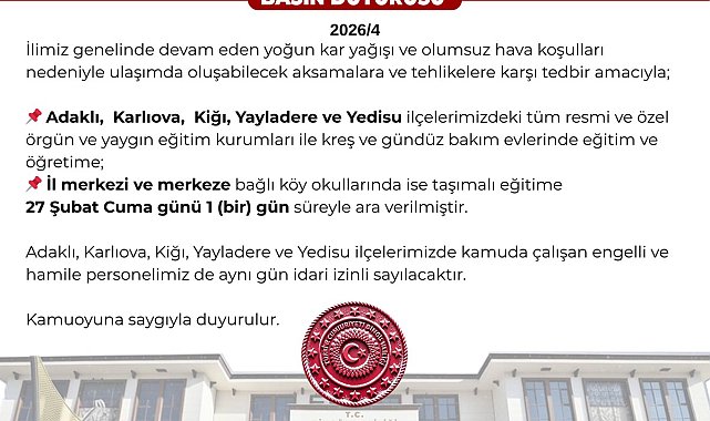 Bingöl'ün 5 ilçesinde eğitime kar engeli