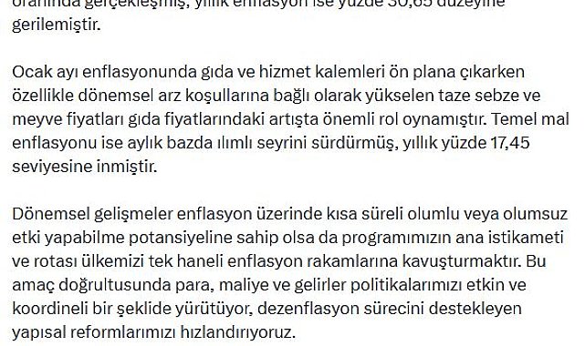 Cevdet Yılmaz: Programımızın ana istikameti ülkemizi tek haneli enflasyona kavuşturmak