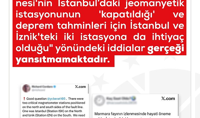 DMM: Kandilli Rasathanesi'nin İstanbul'daki jeomanyetik istasyonunun kapatıldığı iddiası gerçeği yansıtmamaktadır