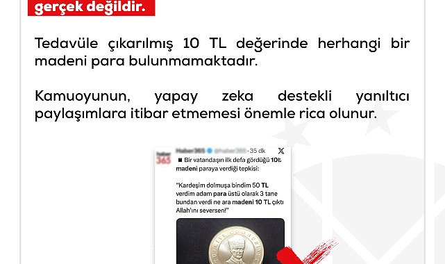 DMM'den madeni 10 TL açıklaması