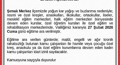 Şırnak'ta eğitime 1 gün ara