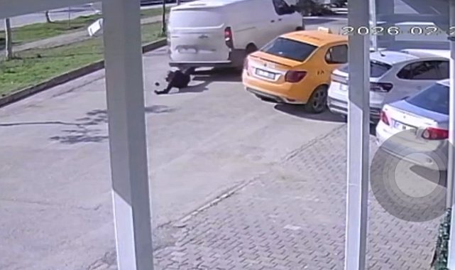 Yolun ortasında cep telefonu ile ilgilenen yayaya kamyonet çarptı