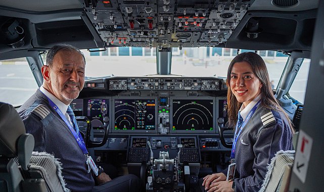 42 yıllık pilot son uçuşunda kokpiti, ilk seferine çıkan kızıyla paylaştı