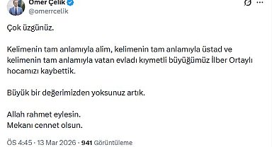AK Parti Sözcüsü Çelik'ten İlber Ortaylı için taziye mesajı
