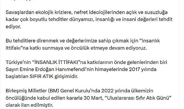 AK Parti'li Çelik: Sıfır Atık Hareketi, küresel bir eylem ve ilham kaynağıdır