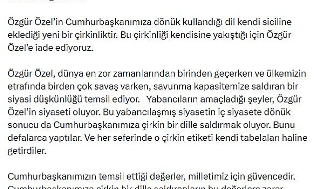AK Parti'li Çelik: Yabancıların amaçladığı şeyler, Özgür Özel'in siyaseti oluyor