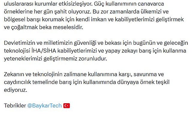 AK Parti'li Çelik: Zekanın ve teknolojinin barış için kullanımında örnek teşkil ediyoruz