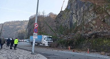 Arvin'de heyelan; TIR hasar gördü