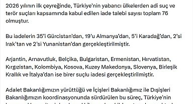 Bakan Gürlek: 2026'nın ilk çeyreğinde 76 suçlu Türkiye'ye iade edildi