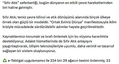 Bakan Gürlek: Adalet hizmetlerinde 'Sıfır Atık' anlayışını yaygınlaştırıyoruz